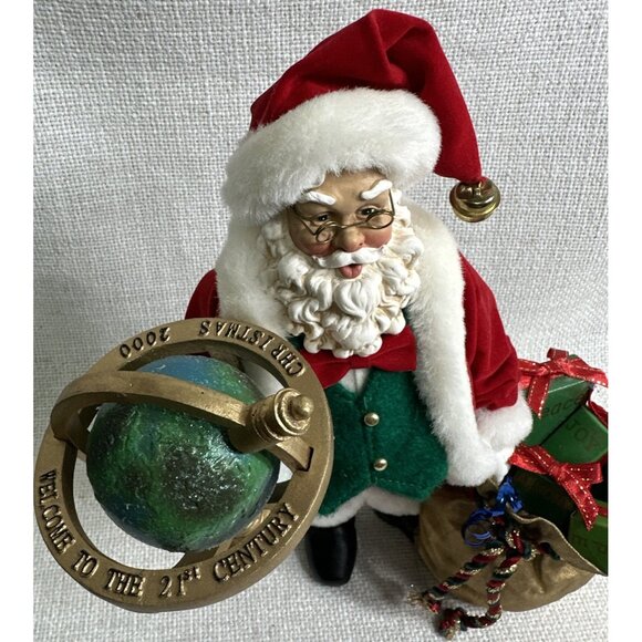 Vintage KSA Collectibles Fabriche Santa Figurine World Globe 2000 Santas Wishes - Picture 2 of 6
